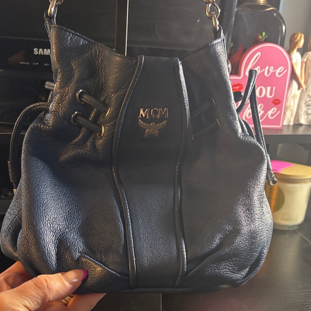 MCM rare made in Italy Blue Leather Shoulder Bag made in ITALYYYYYYYYY RARE